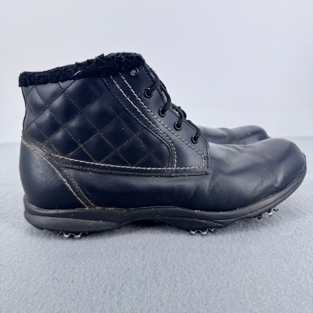 FootJoy Winter Golf Shoes Womens 9 Black Leather Fur Lined Spikes 96110 Boots